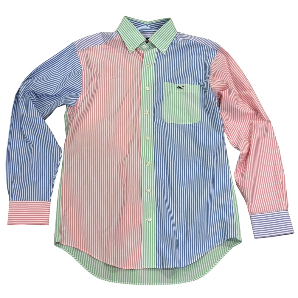Vineyard Vines Tucker Shirt Mens Small Multi Color Stripe Fun Shirt Button Down